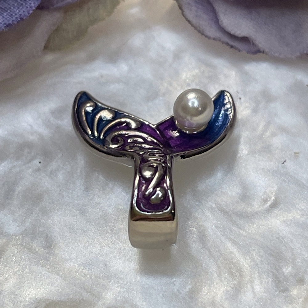 Bracelet Charm Mermaid Tail with Pearl Sterling Silver - Picture 5 of 8